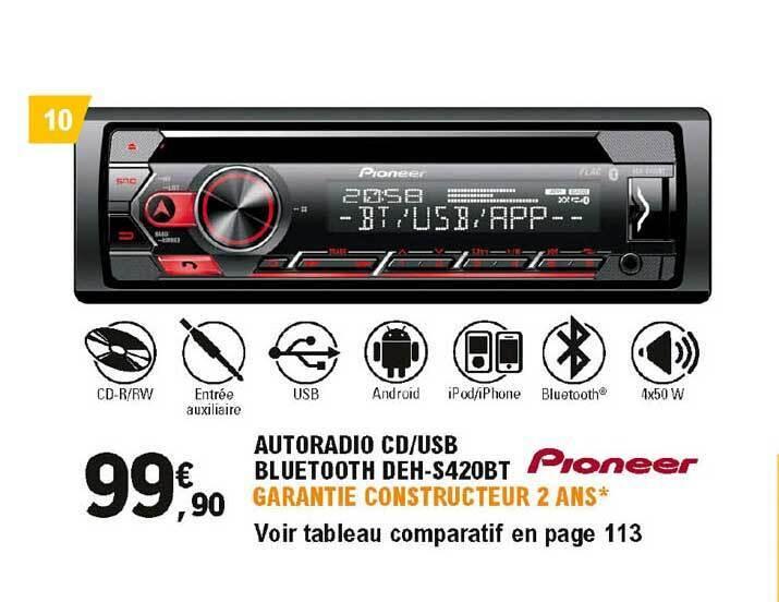 Pioneer - Autoradio DEH S420BT Stereo per auto Bluetooth