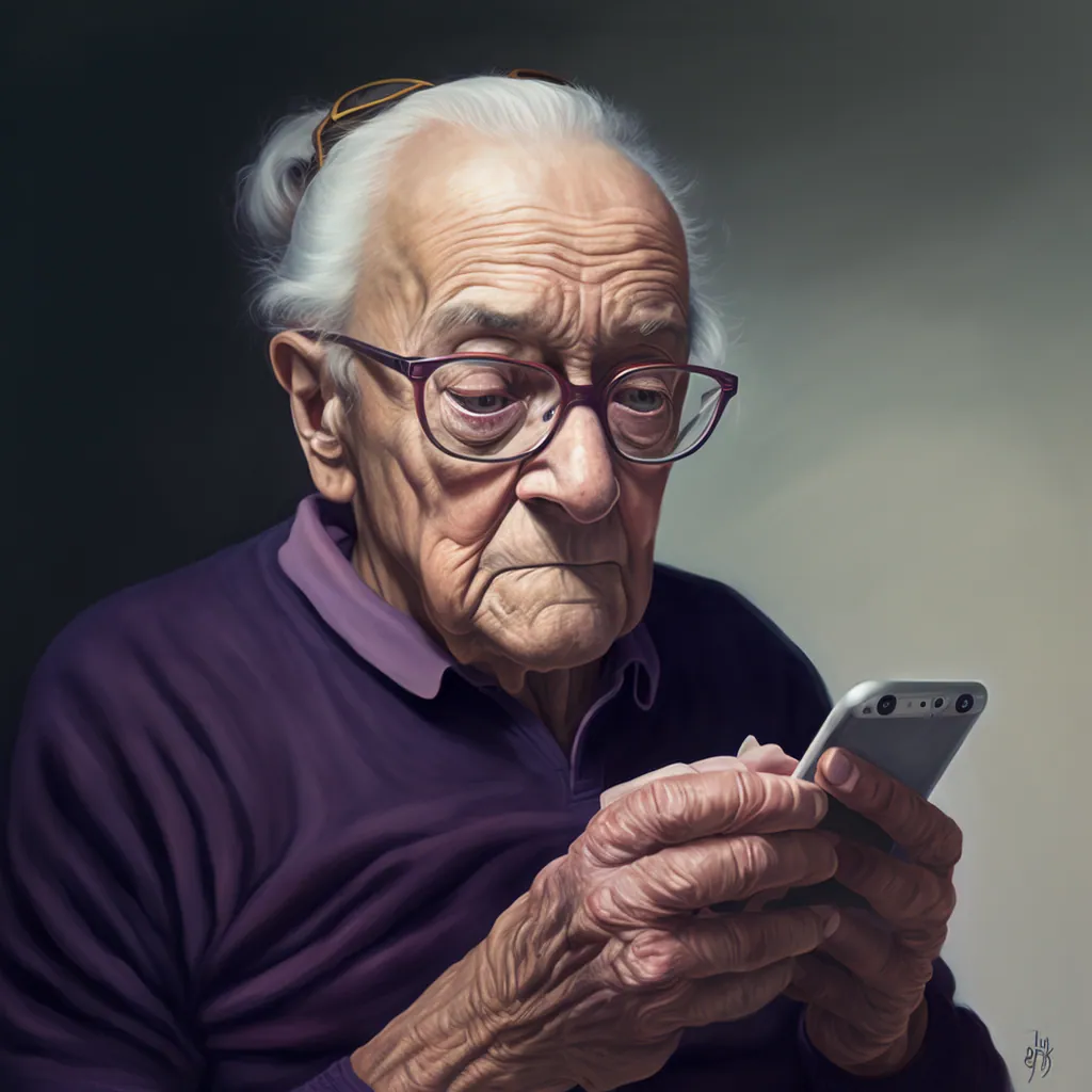 Problemi con le dita di un anziano nell'uso di un telefonino