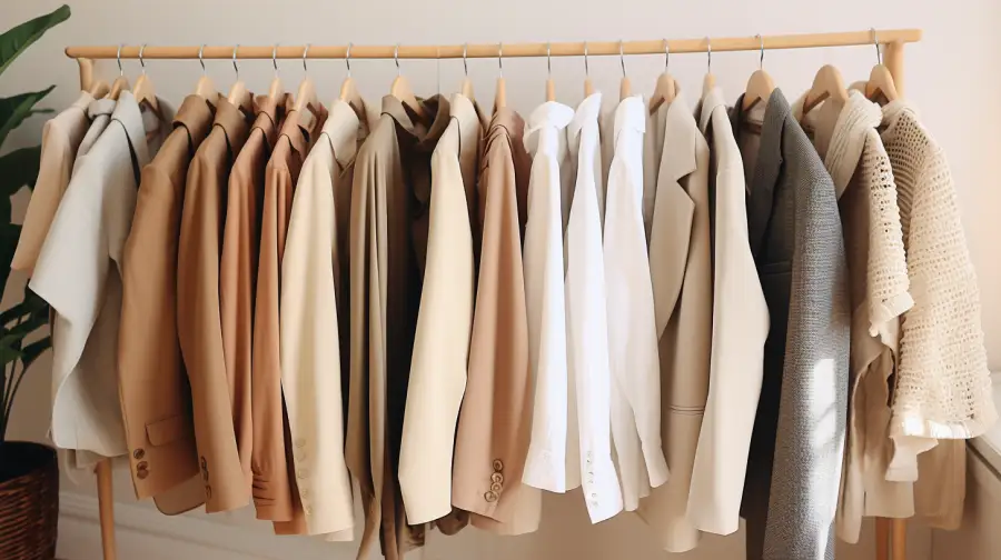 I migliori abbinamenti di colore per una giacca rosa e grigia con pantaloni blu.